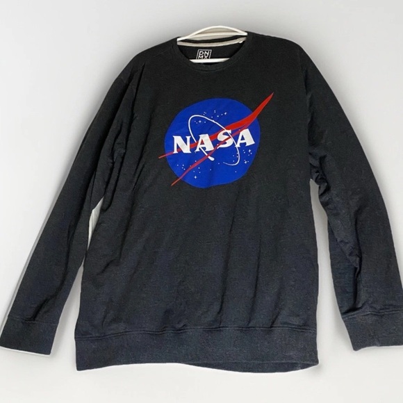 NASA Sweatshirt Mens Black Pullover Long Sleeve Crew Neck Graphic Logo XXL - Picture 1 of 8